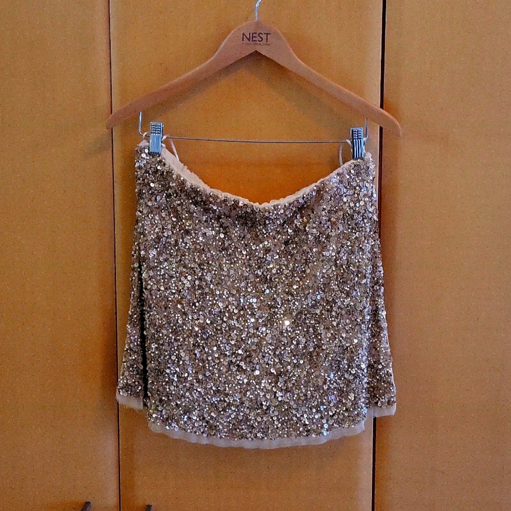 STUNNING VINTAGE ZARA WOMAN SEQUIN MINI SKIRT